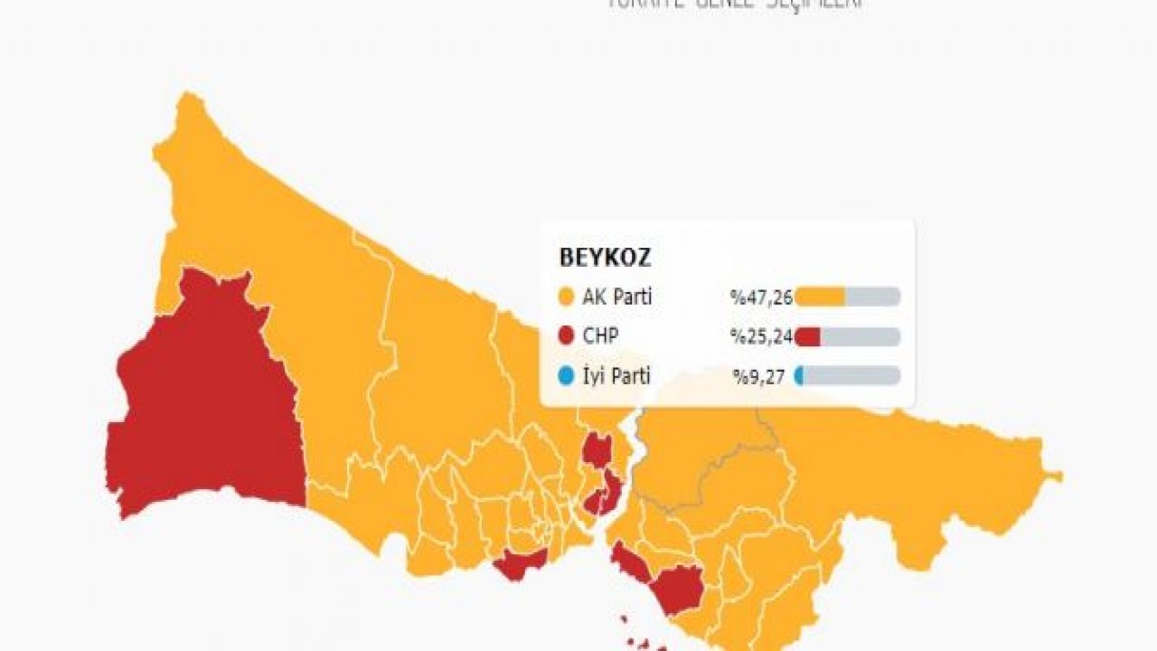 İŞTE İSTANBUL'UN 38 İLÇESİNDE PARTİLERİN ALDIĞI OY ORANLARI...